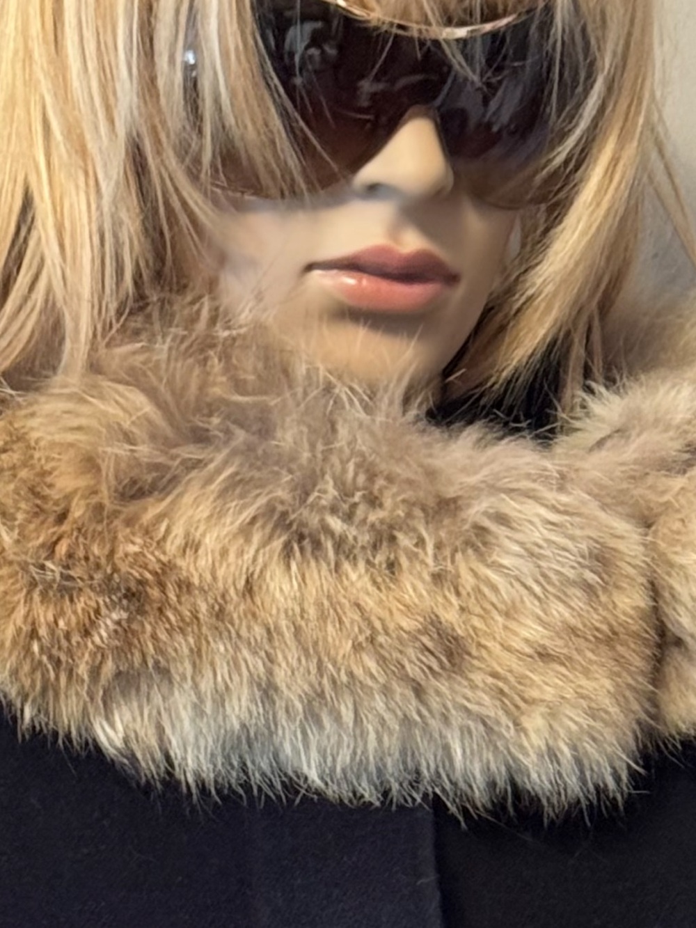 Luxurious Beige Brown Fur Collar Scarf - Classic Women's Wrap